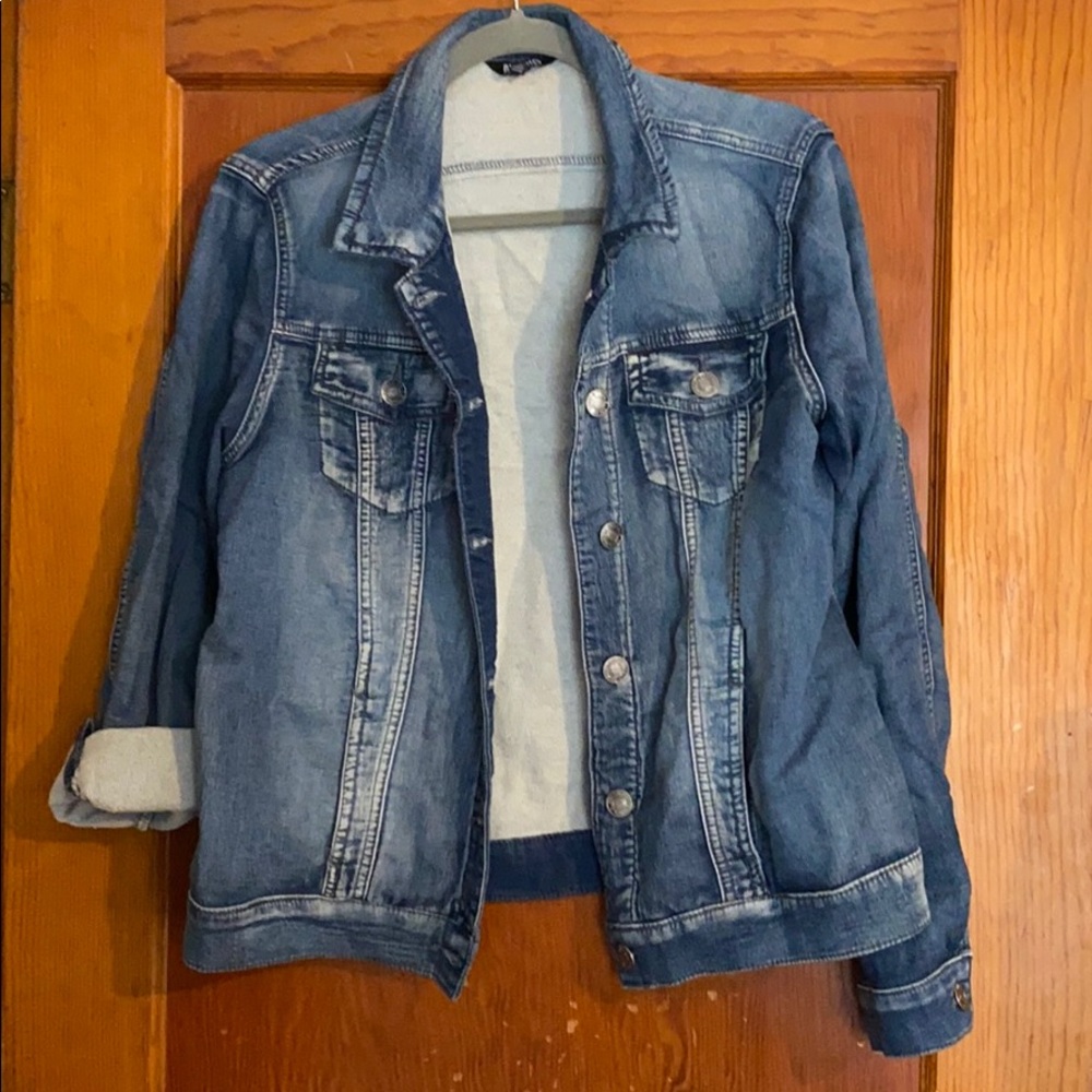 Denim look knit jacket